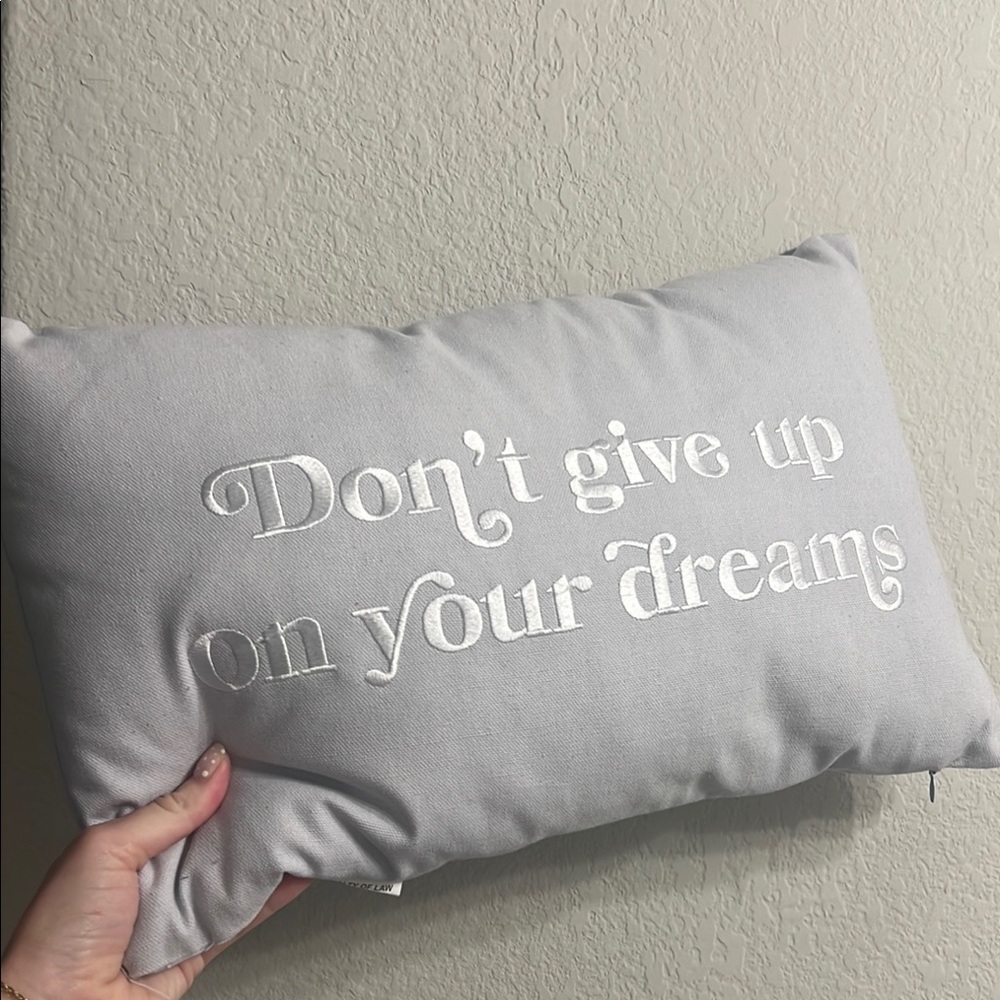 Light blue Pillow with Inspirational Quote